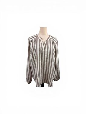 torrid Harper double gauze Taupe and White Vertical Stripe top size 2-2X/18-20